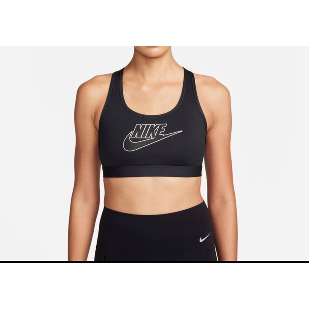 Nike Pro DRI-FIT Sports Bra Medium Support Racerback‎ Black White Size M